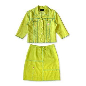 Votre Nom Linen Floral Jacket Skirt Suit Coord Matching Cottagecore Twee Whimsy